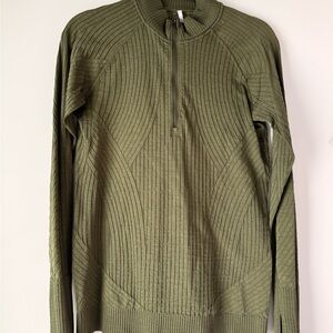 Lululemon Green Ribbed Knit Hoodie